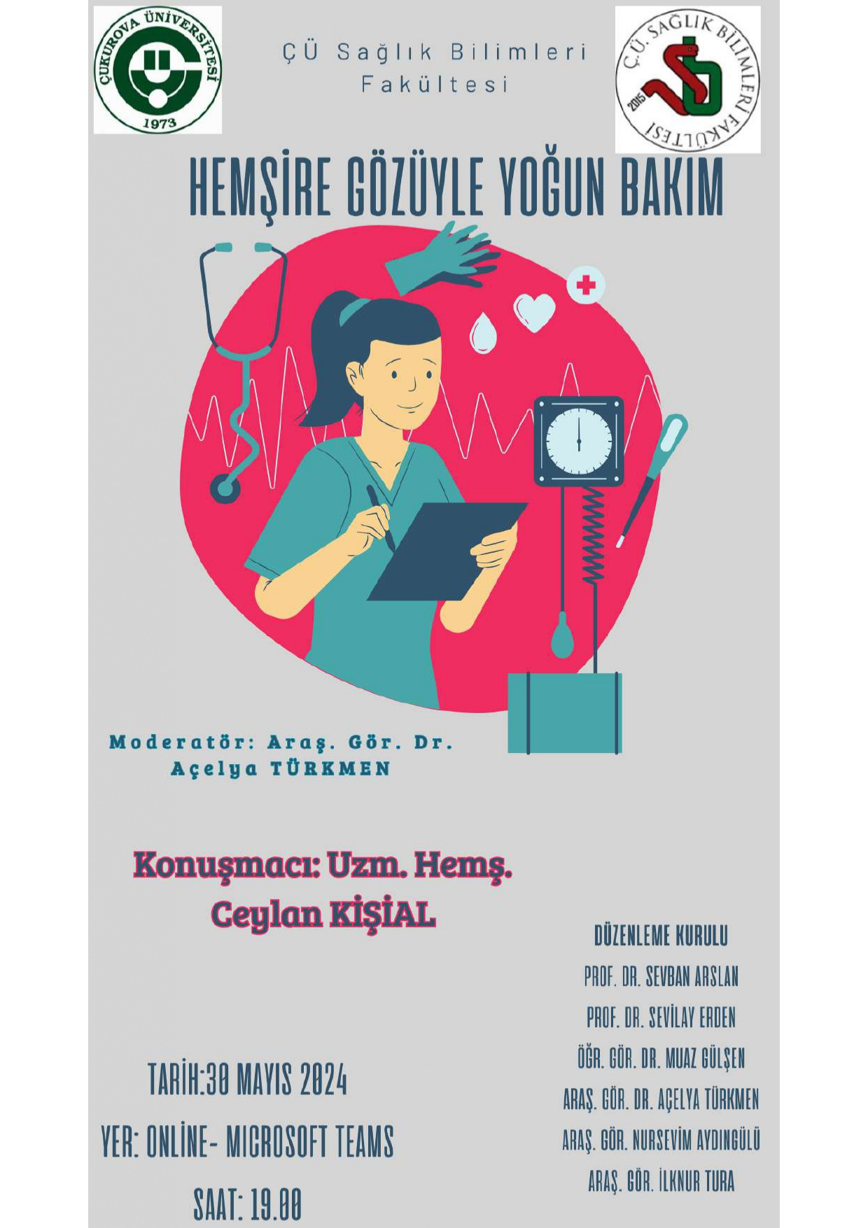 30 Mayıs 2024 tarihinde, saat 19.00'da Yoğun Bakım Farkındalık Ayı için Cerrahi Hastalıklar Hemşireliği AD olarak online bir etkinliğimiz olacaktır. Katılımlarınızı bekliyoruz...